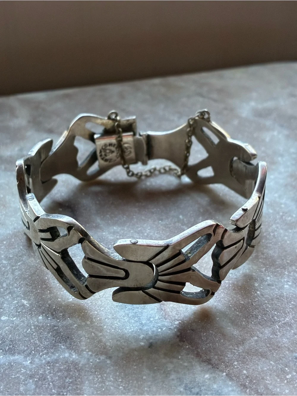Vintage Sterling Silver Link Bracelet by J Soltero, Taxco, Mexico
